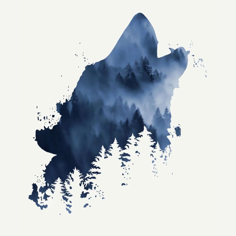 forêt nuageuse de loups hurlants