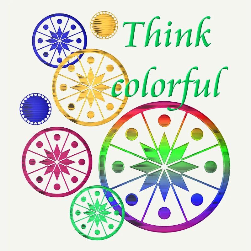Sternblüten mit Spruch Think colorful