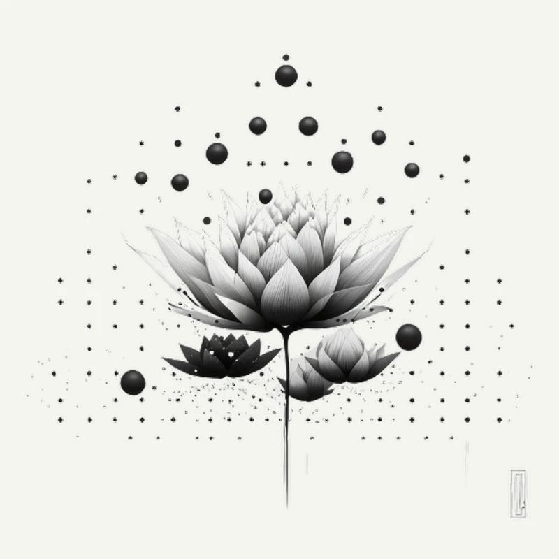 Black and White Lotus Nebula Design