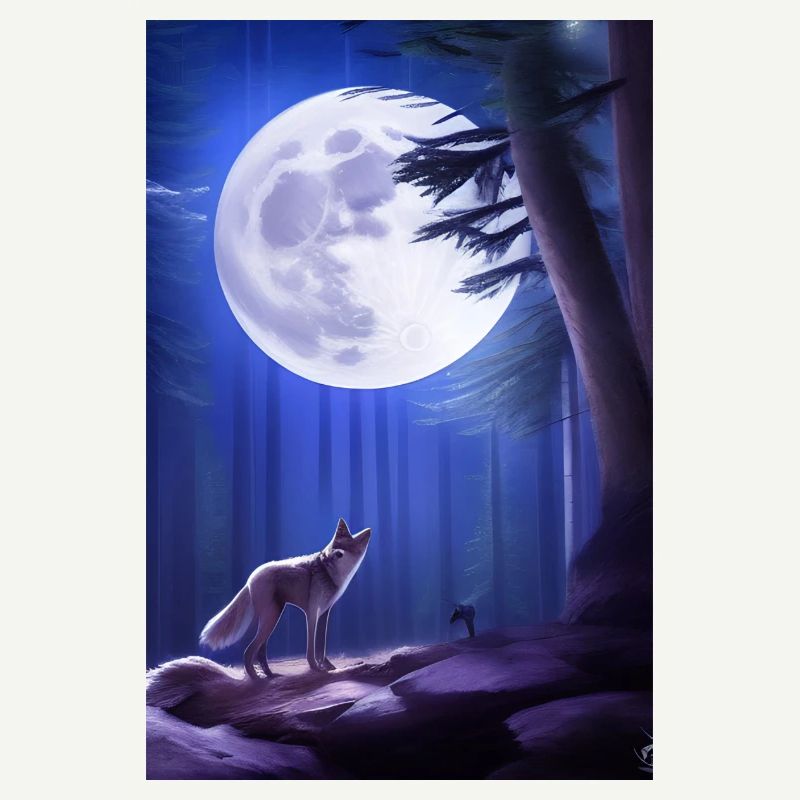 Wolf and Moon
