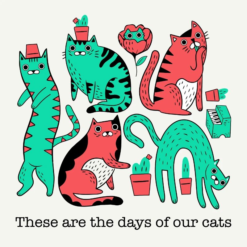 Le chaos des chats dans le style pop art