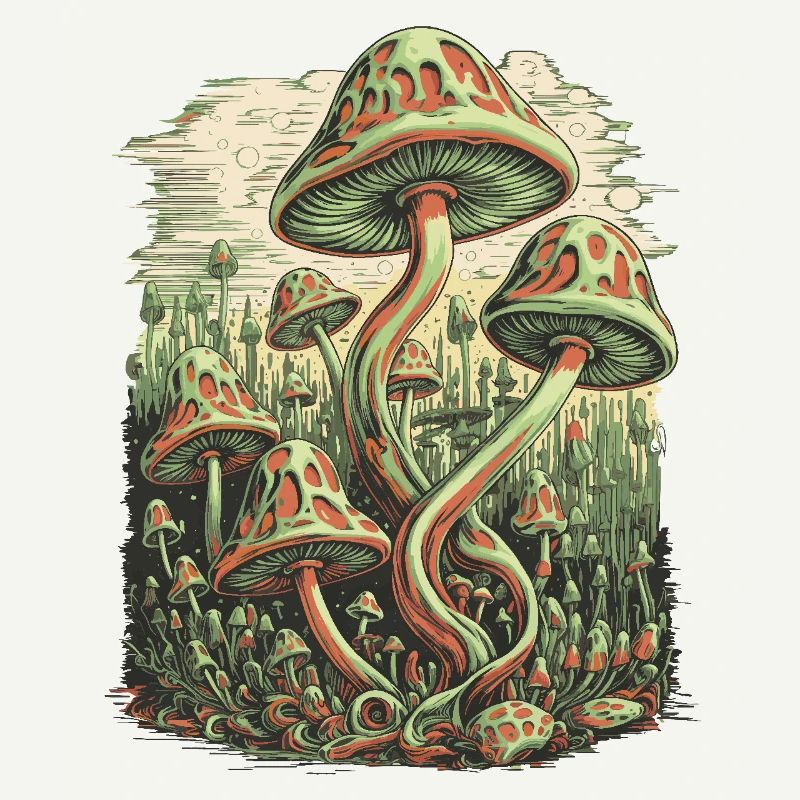 Forêt de champignons psychédéliques Fantasy Art