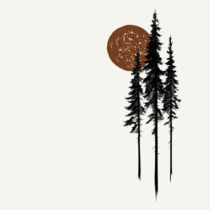 Fir Trees Sun Forest Nature Minimalist Gift