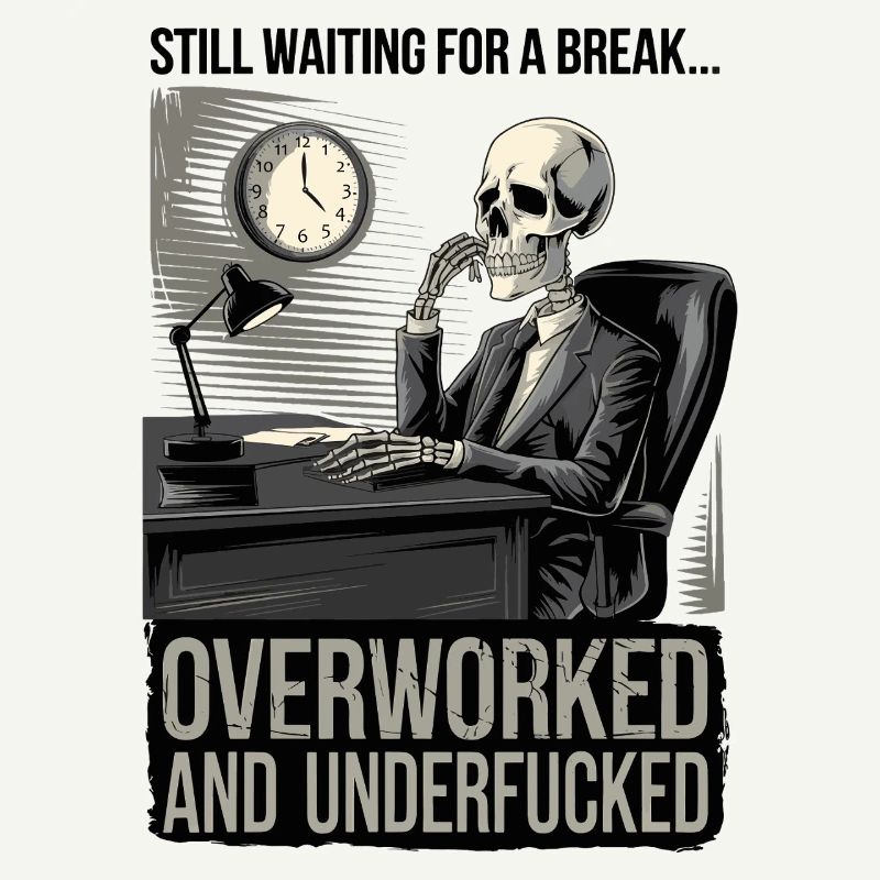 Overworked & Underf***ed Corporate Skeleton Humor