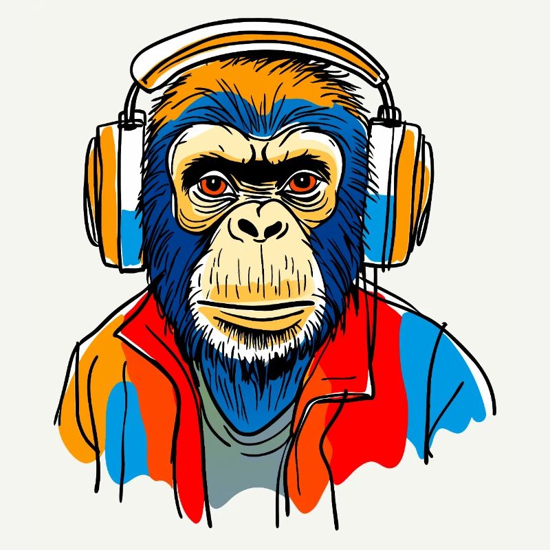 Monkey with headphones