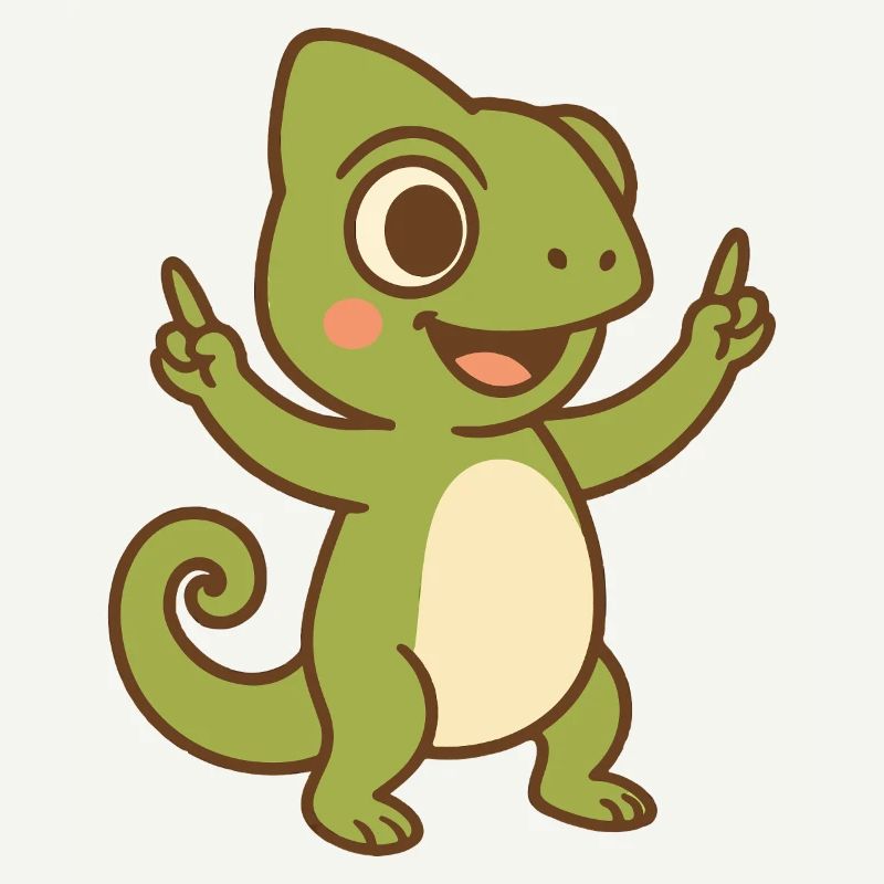 Bébé caméléon heureux