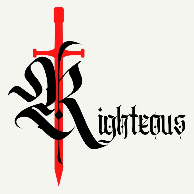 Gothic Righteous Design with Sword with black text
