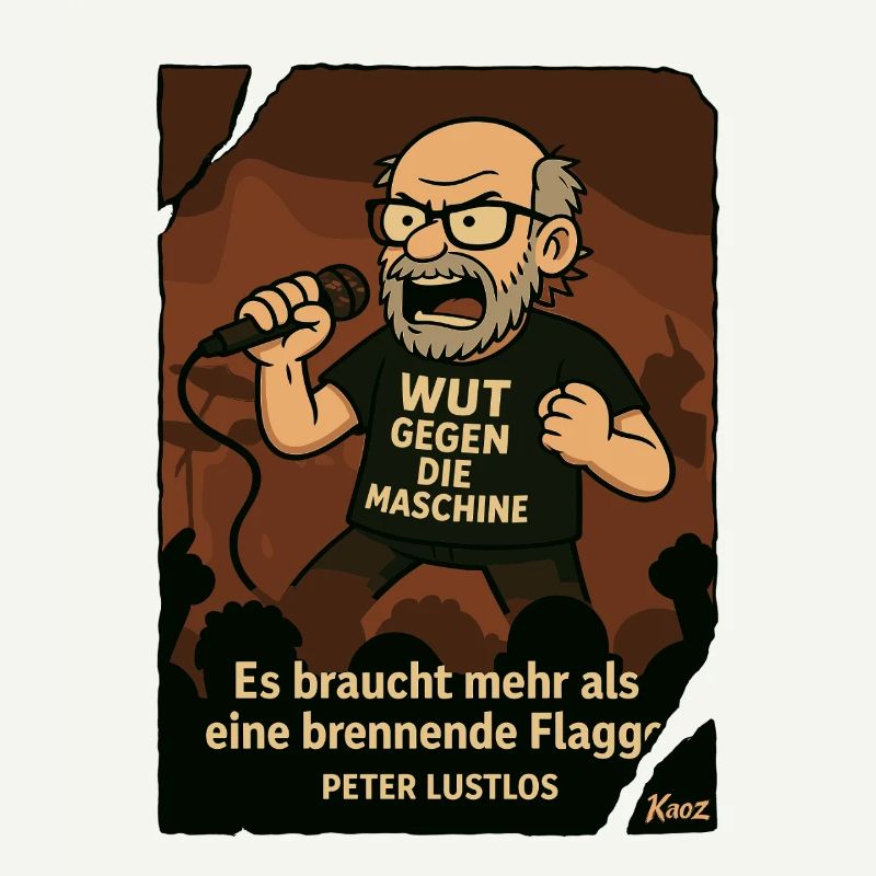 Protestierender Peter Lustlos mit Mikrofon