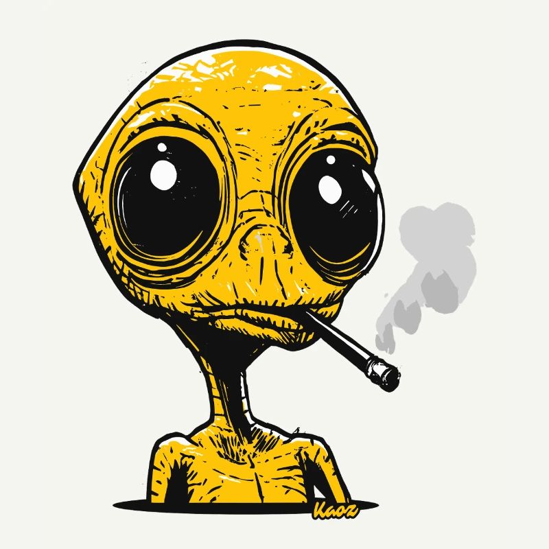 Alien mit Zigarette Vintage Design