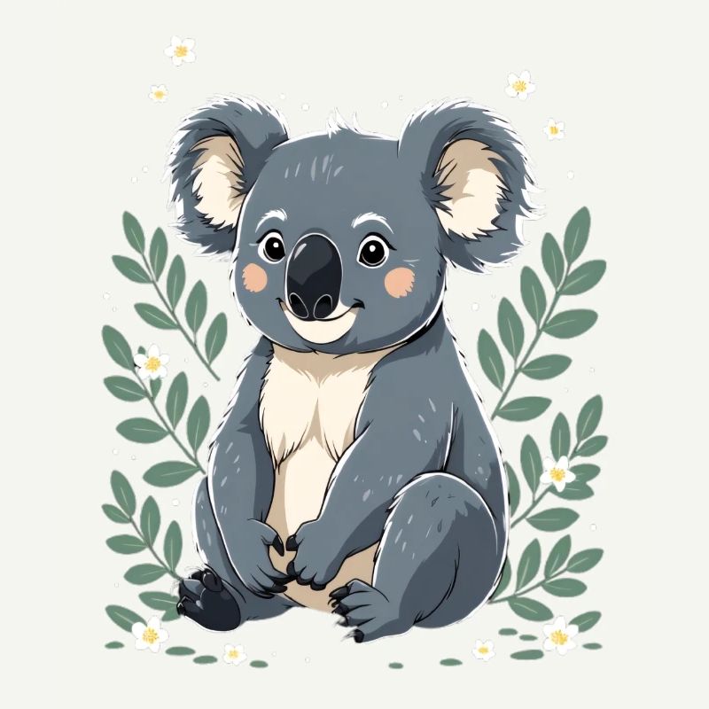 Niedlicher Koala mit Blumenkranz
