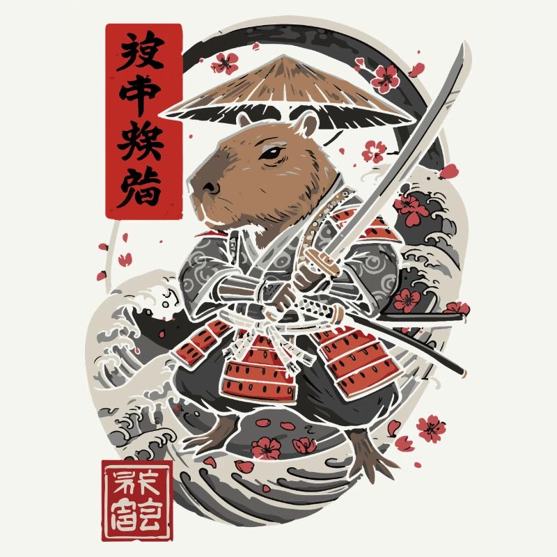 Samurai Capybara Kampf Illustration