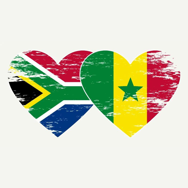 Afrique du Sud Drapeau Sénégal mains forme de coeur utilisé