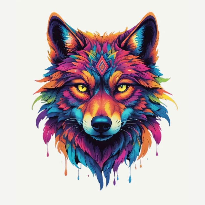 Tête de loup colorée