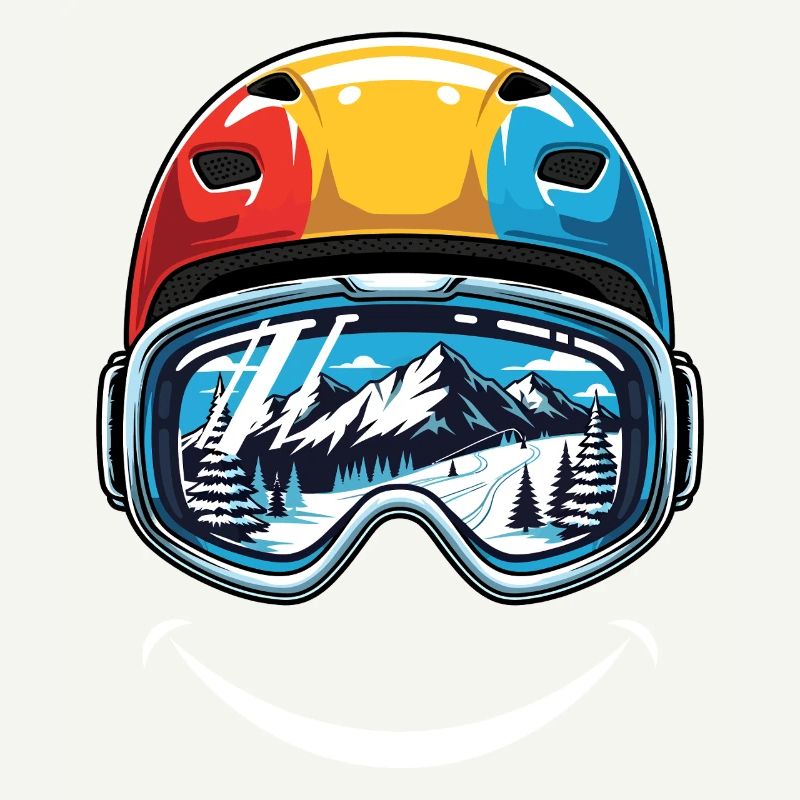 Ski Helmet Mountains Smile
