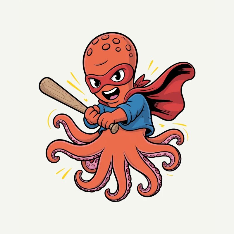 Baseball Octopus Superhero