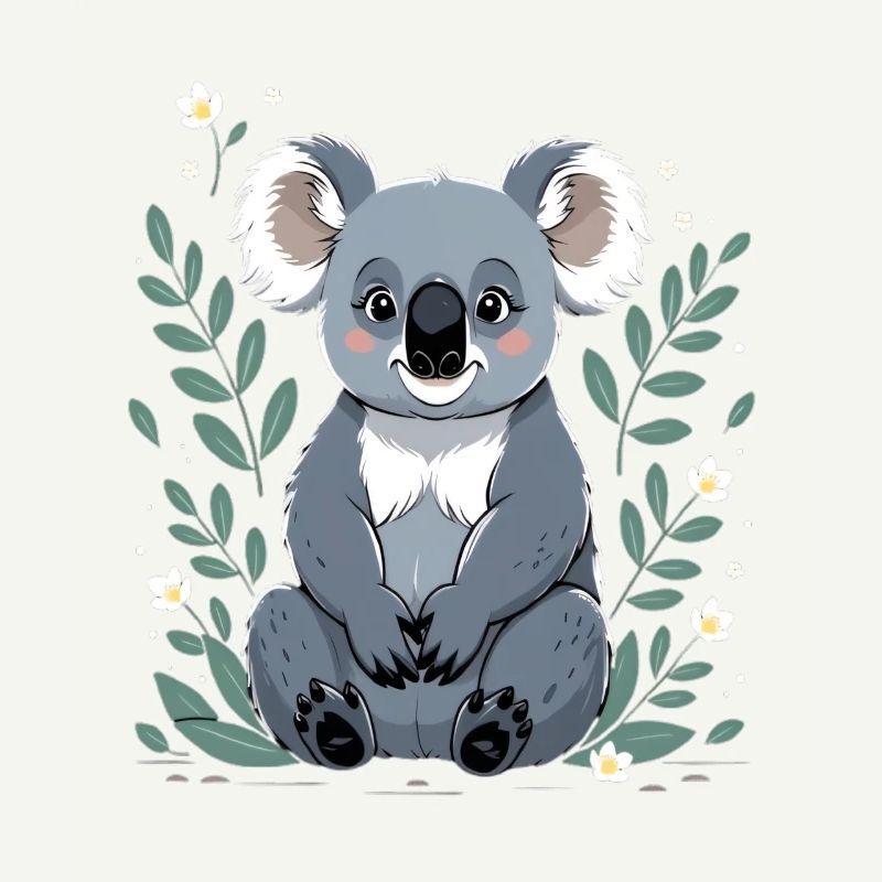 Kleiner Koala im Blätterrahmen