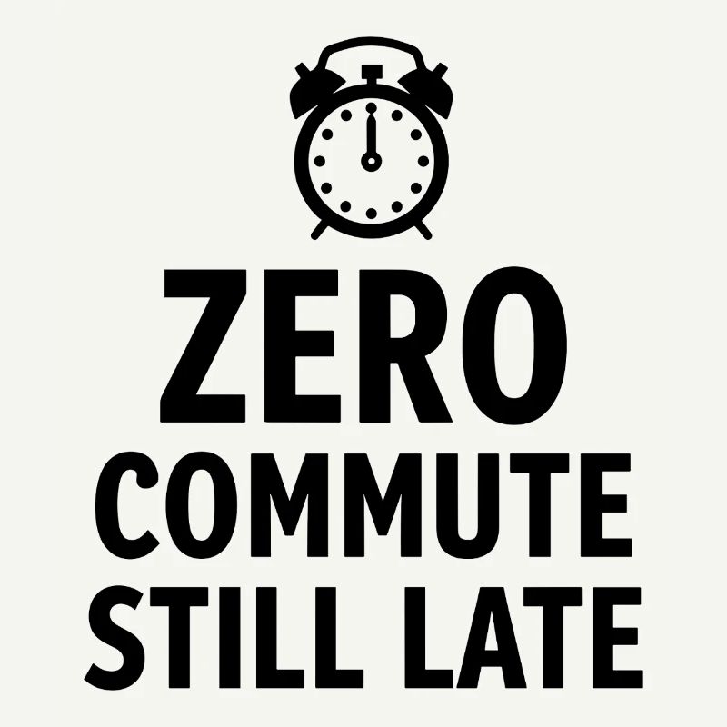 Zero Commute Still Late Home-Office Spruch
