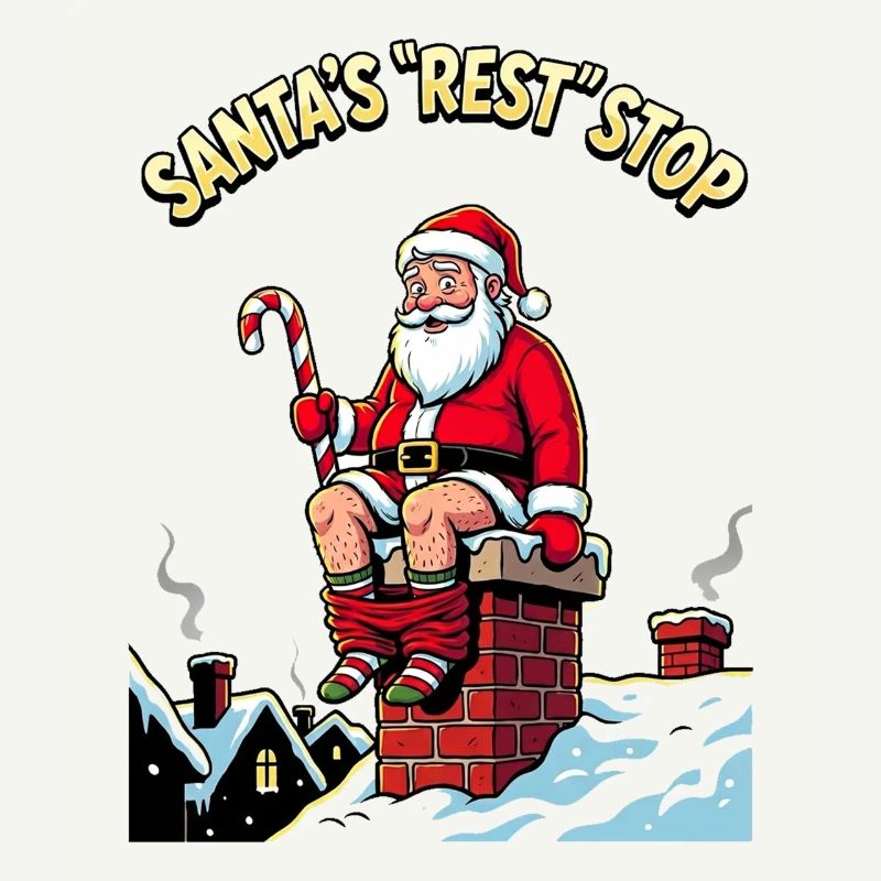 Père Noël Pause Toilette Cheminée Fun
