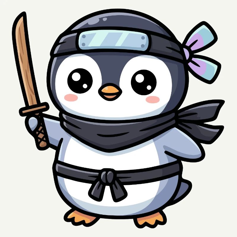 Pingouin Ninja avec Épée