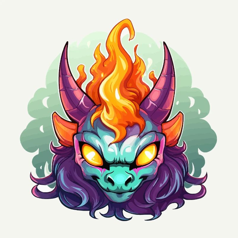 Tête de Feu Face de Démon