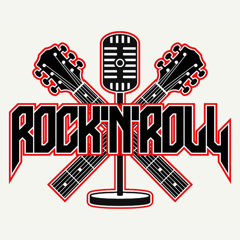 Emblème du micro et guitares RocknRoll