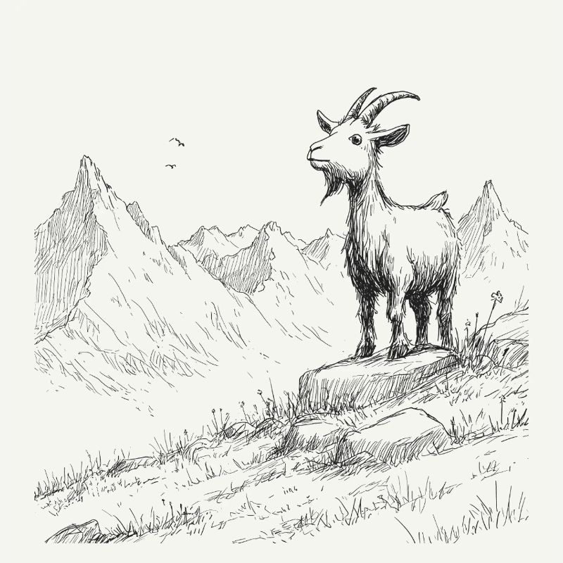 Alpine Peaks with Goat