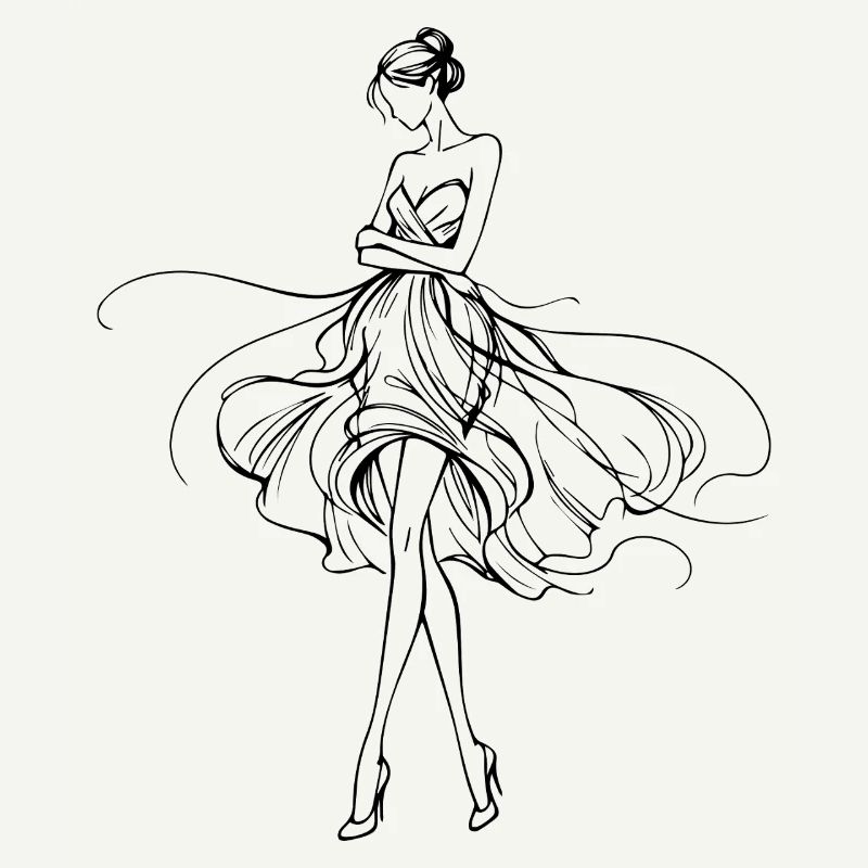 Silhouette fluide en robe de soirée