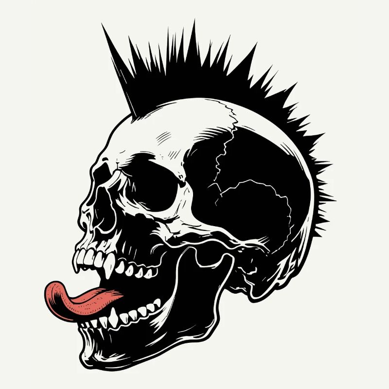 Skull Mohawk Punk Rocker Totenkopf