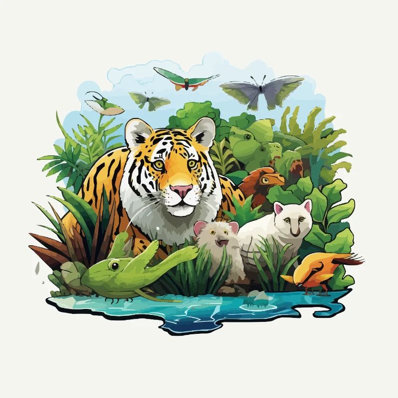 Illustration de la faune du tigre dans la jungle