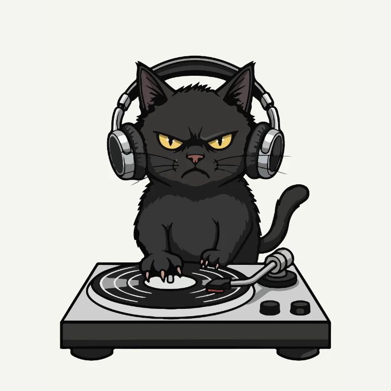 Turntable Cat Chat DJ Vinyle