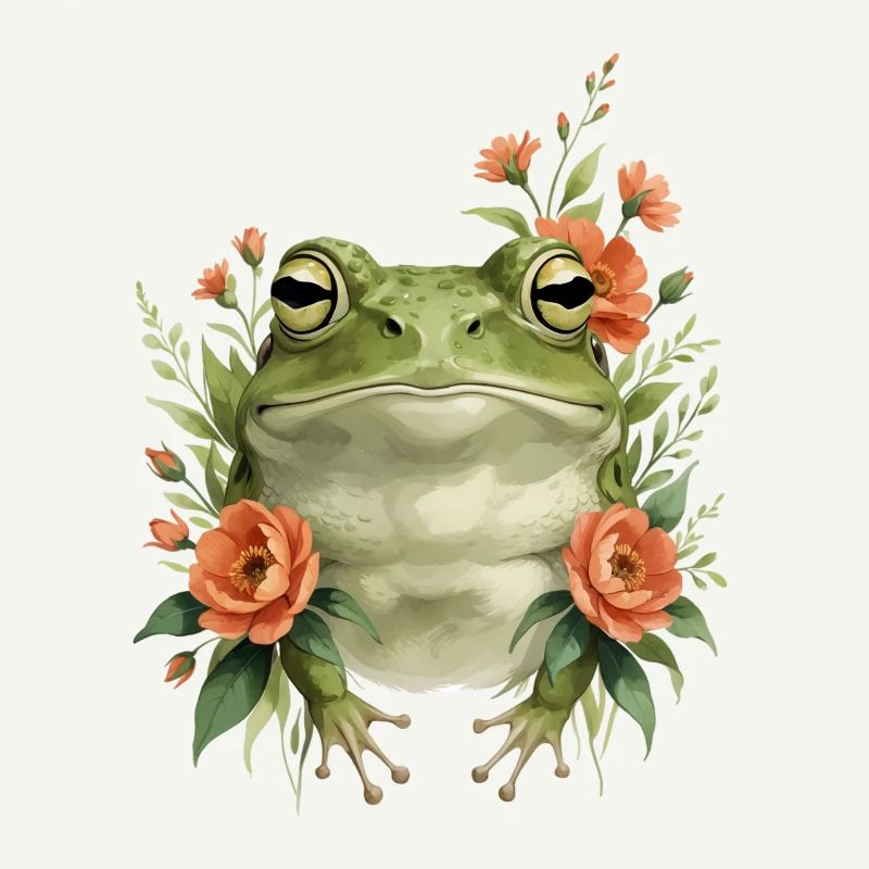 Frühlingsfrosch mit Blütenkranz