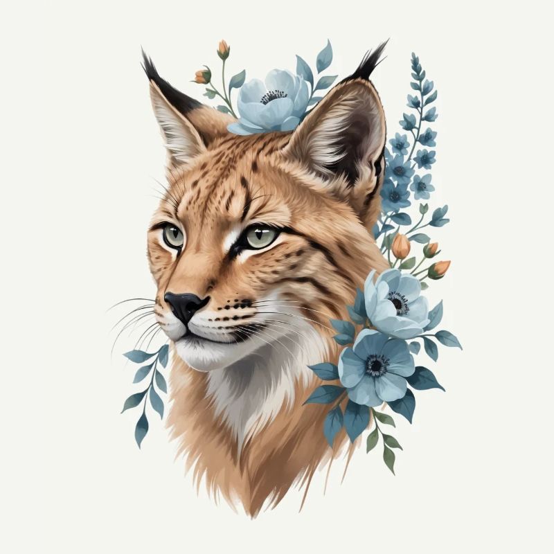 Wildcat en bleu couronne florale