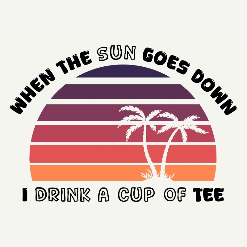 Sunset Palm Trees Retro Tee - Design