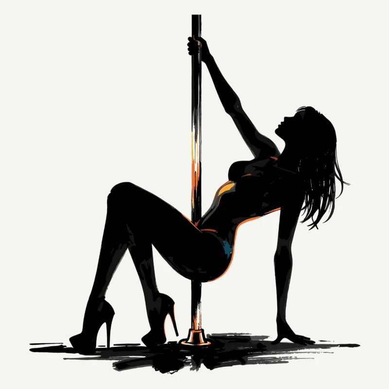 Exotic Pole Dance: Sexy Squat in High Heels Art