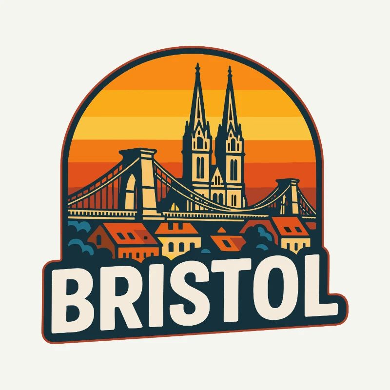 Bristol Retro Sunset Suspension Bridge Design