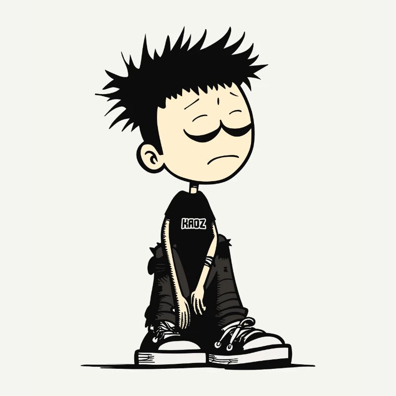 T-shirt de dessin animé Grimy Emo Kid