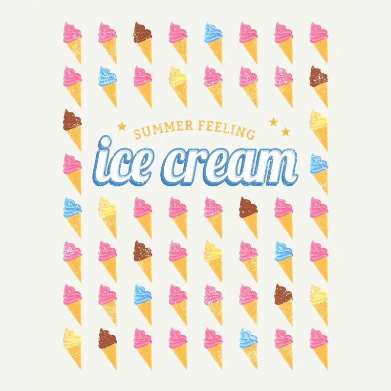 Eis im Hörnchen Vintage Waffel Eiscreme Design