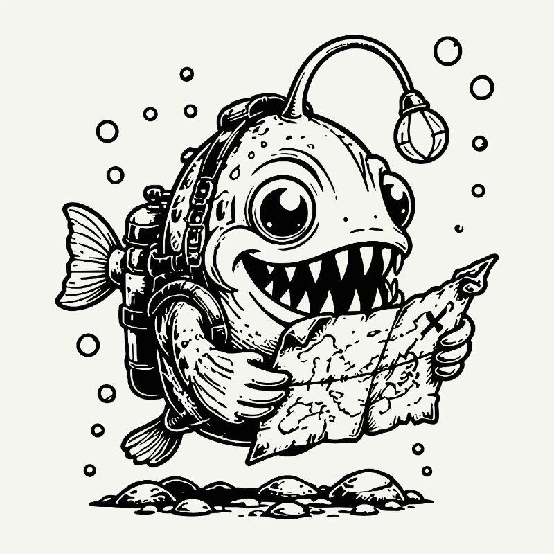 Monster Fish Frogfish with Treasure Map