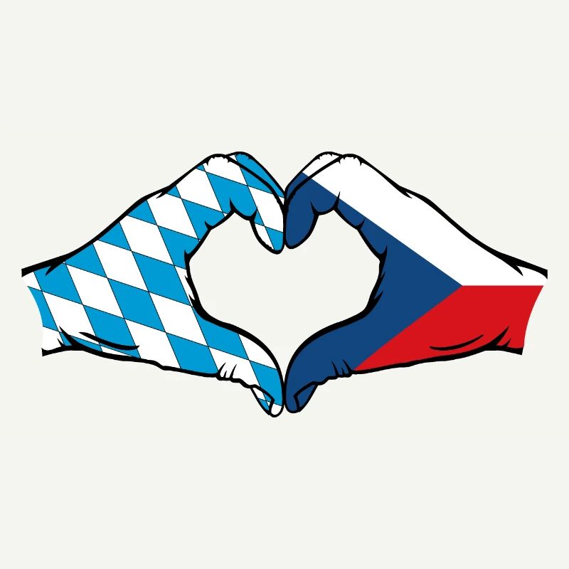 Bavière, République tchèque, Drapeau, Mains, Forme de coeur