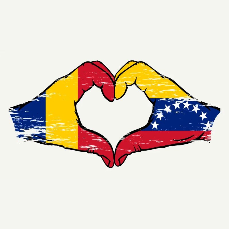 Rumänien Venezuela Flaggen Herz