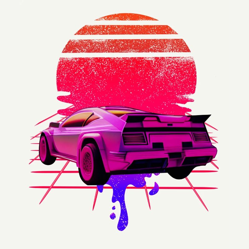 Retro Wave Supercar Sunset