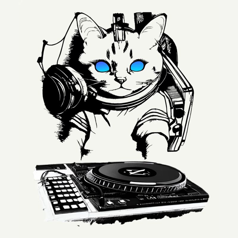 Cat DJ avec table de mixage