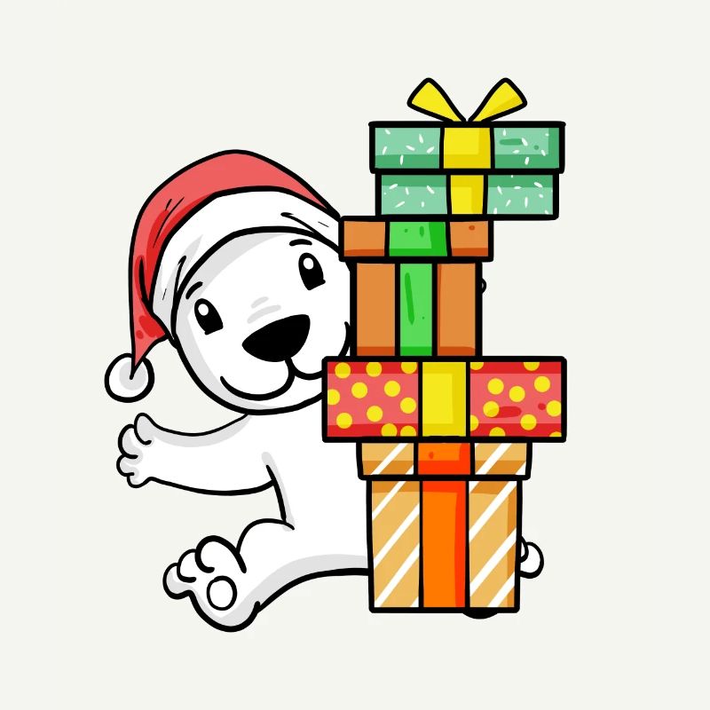 Ours polaire de Noël avec cadeaux