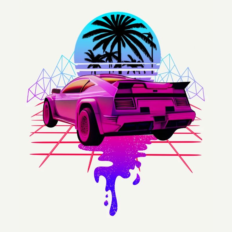 Retro Wave Sportwagen Vaporwave
