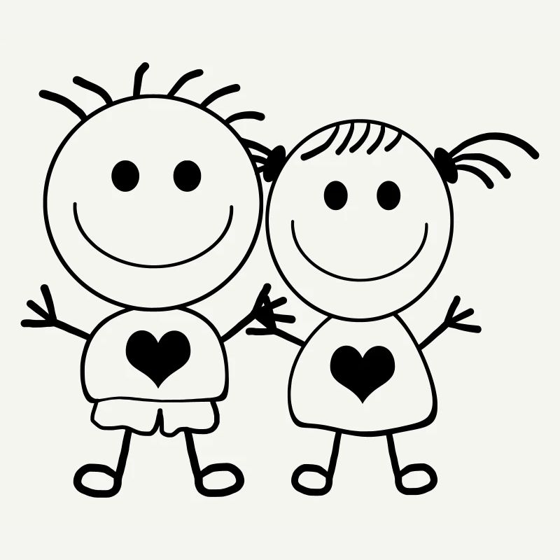 Junge und Mädchen - Strichmännchen-Paar