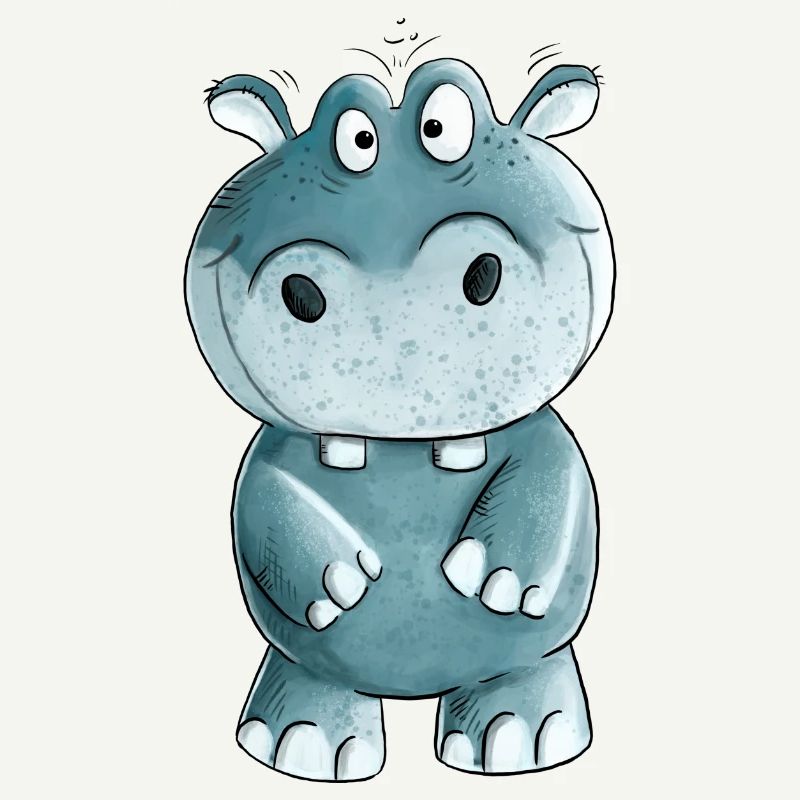 Blaues Nilpferd I Wildtiere Comic
