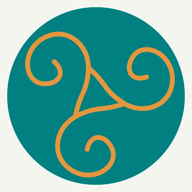 Decorative triskel in orange scrolls