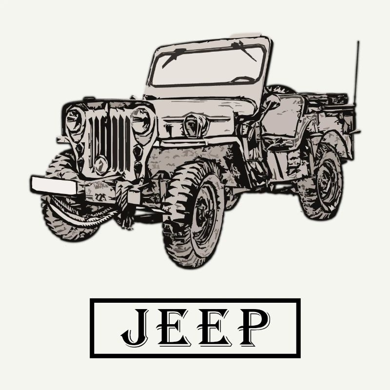 Willys Jeep drawing with lettering