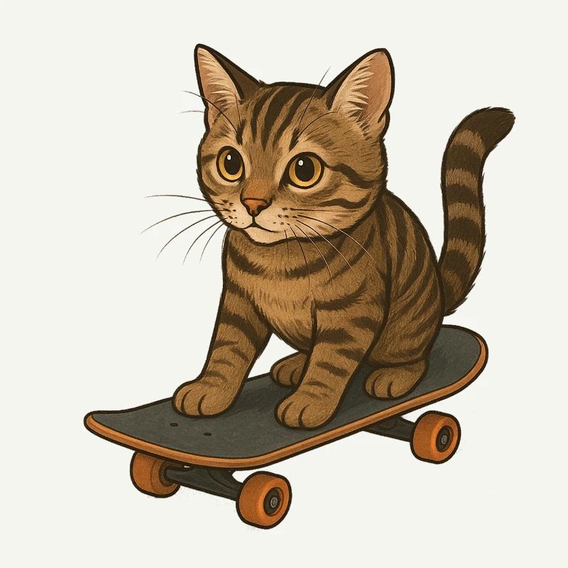 katze auf skateboard