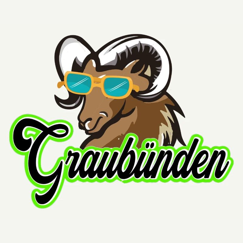 Graubünden Steinbock mit Sonnenbrille